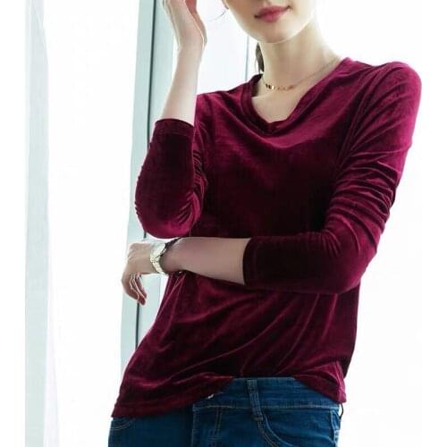 Women V-Neck Velvet Tops Full Sleeves Shirt Autumn Winter Loose Casual Basic shirt Plus Size Female Tops 5XL 6XL 7XL