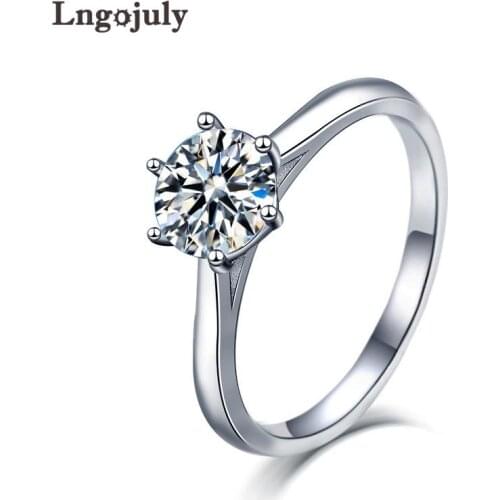 925 Sterling Silver Wedding Ring 1 Carat Moissanite Ring For Women Luxury Engagement Party Silver 925 Fine Jewelry Wholesale