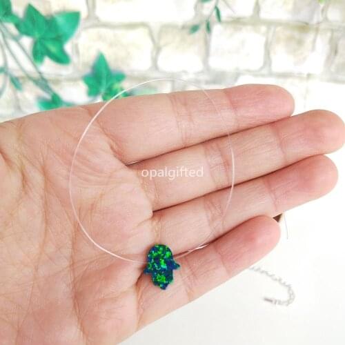 1pc/lot 2020 Hot sale Transparent Nylon Synthetic Opal Fatima Hand Hamsa Necklace Opalo Hamsa Necklace Many colors for Choose