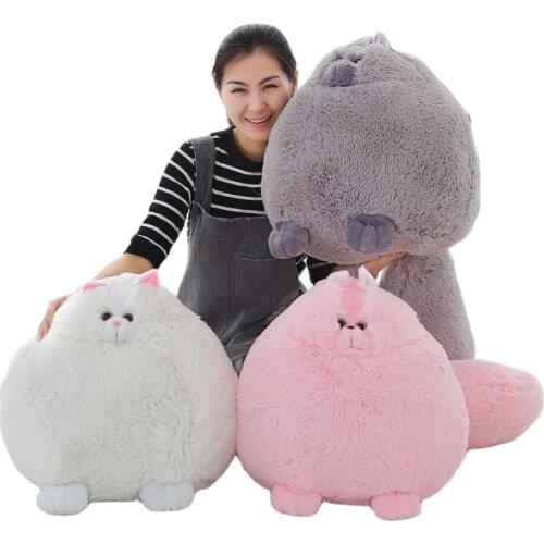 1pc Fluffy Super Soft White Persian Cat With Big Tail Plush Stuffed Cat Animal Toy Gift for Kids Ball Shape 30cm