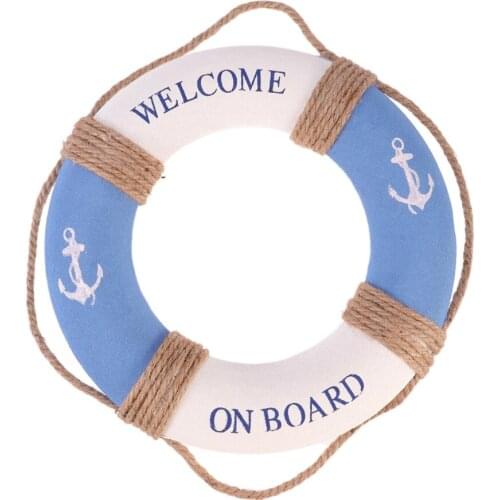 1PC 30cm Hanging Lifebuoy Decoration Mediterranean Style Crafts Home Decoration for Restaurant Cafe Shop Bar(Random)