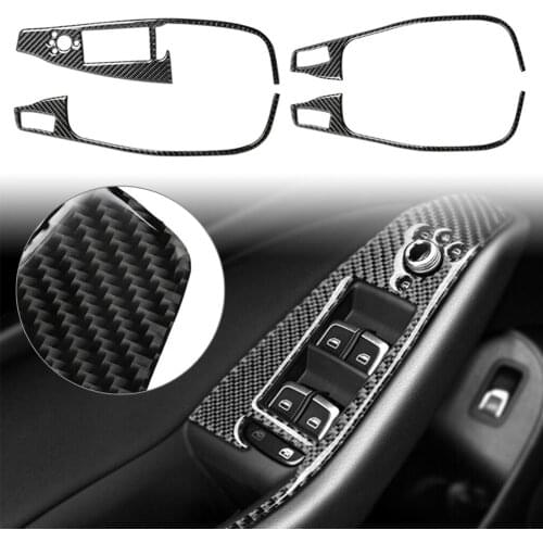 4x For Audi Q5 2010-2018 Carbon Fiber Interior Window Switch Button Cover ABS Trim Auto Decoration Accessories