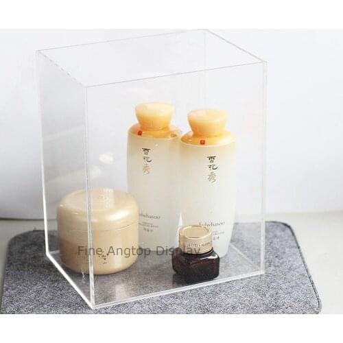 5 Sided Clear Acrylic Cosmetic Jewelry Display Box With Open Top No Lid