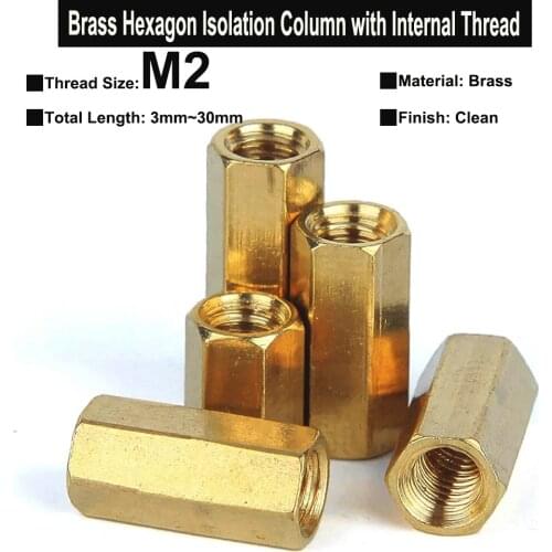 50/20Pcs M2x3mm~30mm Hexagon Brass Female Standoff PCB Motherboard Spacer Screws Isolation Column with Internal Thread