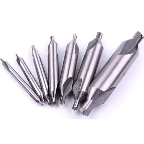 7pcs HSS Combined Center Drills Countersinks 60 Degree Angle Drill Bit Set Tools 1/2+5/32+1/4+1/8+3/8+3/16+5/16