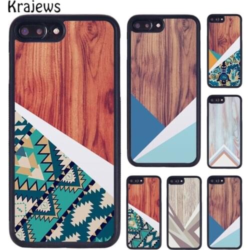 Krajews Aztec Geometric Shape Wood Print Phone Cases For iPhone 5 6S 7 8 plus 11 12 Pro X XR XS Max Samsung Galaxy S7 S8 S9 S10