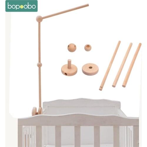 Baby Rattles Bracket Set Infant Crib Mobile Bed Bell Bracket Protection Newborn Baby Toys Beech Wood Holder Assembly Accessories