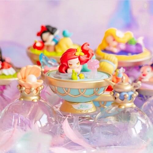 Disney Princess Crystal Ball Series Action Figure Doll Toys Belle Snow White Aurora Ariel Tiana Toys Decoration Kids Girls Gifts
