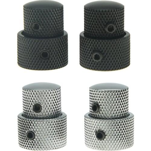 Dopro Metal Dual Concentric Stacked Control Knobs Electric Guitar Bass Dual Knobs Chrome or Black