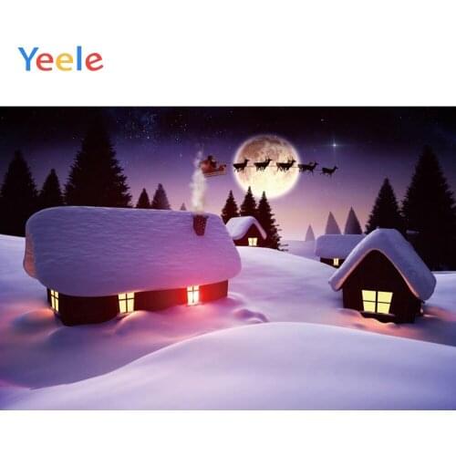 Winter Snow House Christmas Tree Santa Claus Moon Baby Portrait Backdrop Photography Background For Photo Studio Photophone Prop