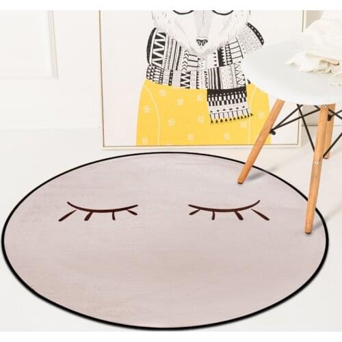 Nordic Style Round Carpet Rugs Cartoon Pink Lash Printed Living Room Bedroom Rug Kids Room Children Anit-Slip Round Floor Mats