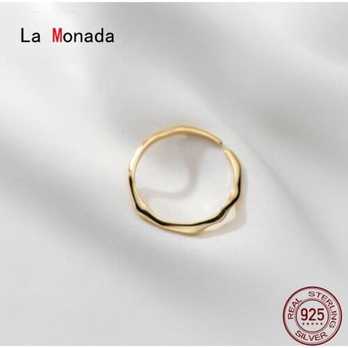 La Monada 52-57mm 925 Sterling Silver Rings For Women On Fingers Silver 925 Jewelry Irregular Wave Adjustable Ring 925 For Girls