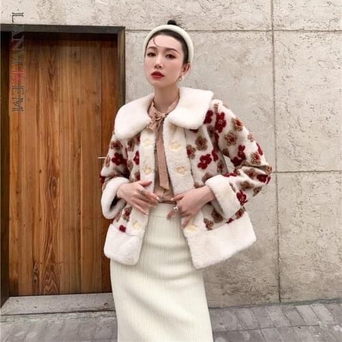 LANMREM 2021 Winter Turn-down Collar Fashion Chinese Single-breasted Streetwear Jacquard Multi Color Women Woolen Coat 2A1808