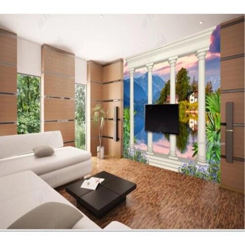 Papel de parede Roman column lake landscape 3d wallpaper mural,living room bedroom wall papers home decor