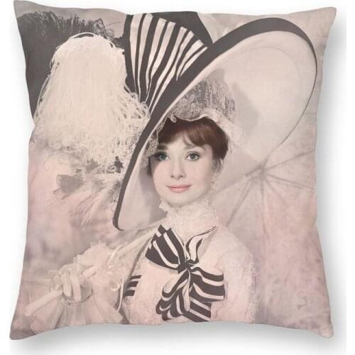 Audrey Hepburn Fair Lady Throw Pillow Case Home Decorative Square Movie Star Cushion Cover 40x40 Pillowcover for Living Room