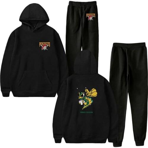 Fenix Flexin Print Fall Suit Hoodies Hooded Ankle Banded Pant Two Piece Set Street clothes the hoodies+pants