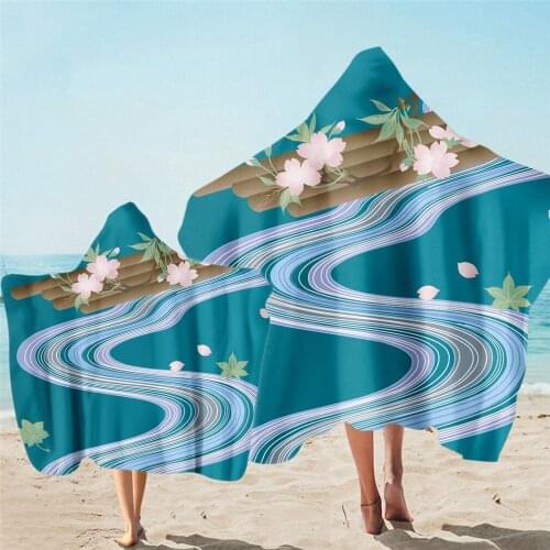 Parent -Kid Fashion Cloud Microfiber Werable Beach Hooded Towel Quick Drying Outdoor Travel Swim Windproof Cloak Bath Blanket