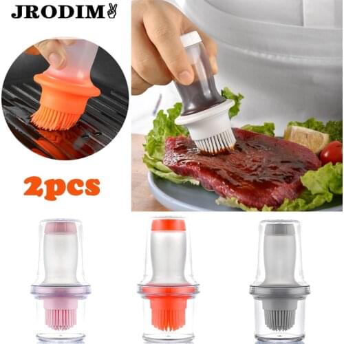 Portable Silicone Oil Brush with Bottle Barbecue Grill Oil Brushes BBQ Liquid Oil Pastry Kitchen BBQ Tools Gadgets Accessories