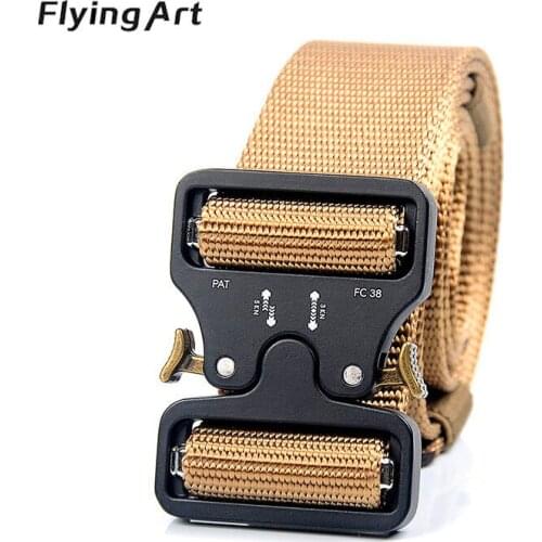 Tactical Belt Nylon Military Army Belt Outdoor Metal Quick Release Buckle Police Heavy Training Hunting Belt Mens Accessories