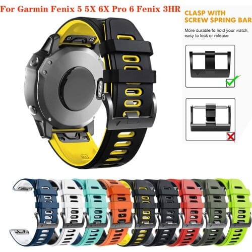 26 22MM Official Same Watchband Buckle For Garmin Fenix 6 6X Pro 5 5X Plus 935 3HR Silicone Band Quick Release Smart Watch Strap