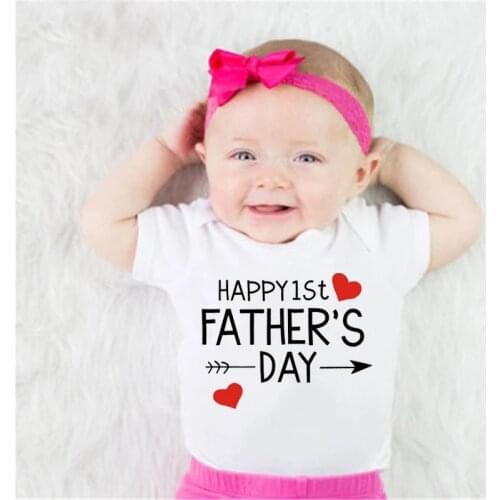 Happy 1st Fathers Day Newborn Baby Bodysuits Cute Cotton Baby Boys Girls Oneise Fathers Day Gift Infant Baby Rompers Clothes
