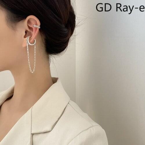 Stylish Simple Creative Asymmetric Link Chain Earrings Ear Cuff 2411