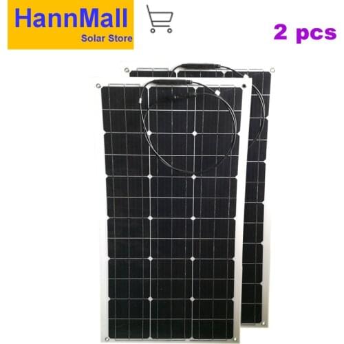 HannMall solar panel 100W 200W 12V volt panel solar flexible monocrsytalline solar cell for car marine solar battery 12v/24v