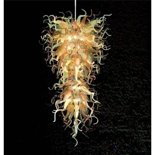 Contemporary Elegant Hand Blown Glass Art Decoration LED Crystal Chain Chandelier for Livingroom