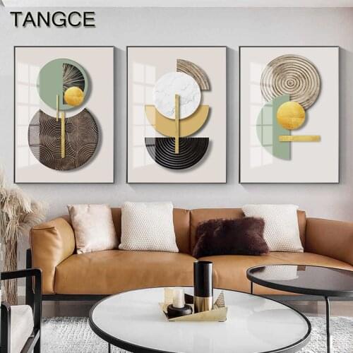 Modern Abstract Golden Geometric Painting Canvas Posters Prints Nordic Art Wall Pictures for Living Room Bedroom Loft Wall Decor