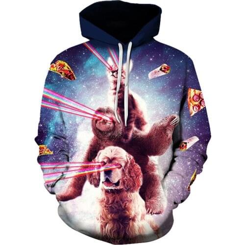 Mens and Womens Sweatshirts and Hooded Glowing Fox Pattern 3D Printed Casual Pullover Long Sleeve Autumn and Winter Clothing