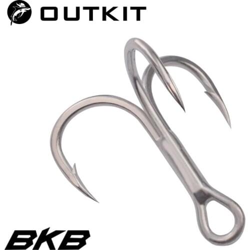 OUTKIT 5 Pieces Super Sharp High Carbon Steel Treble Hook 6# 8# Strong BKB Treble Fishing Hooks Fish Hook Artificial Tackle
