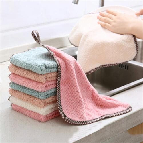 TTLIFE New Super Absorbent Clean Cloth Kitchen Towel Cleaning Wiping Rag Dish Towel Home Sink Wipe Coral Fleece Cleaning Towels