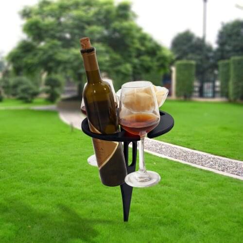 Outdoor Wine Table with Foldable Round Desktop Mini Wooden Picnic Table Outdoor Garden Travel Beach Garden Party Suppliers