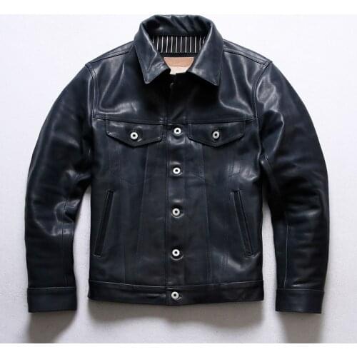 X507 Read Description! Asian Size Super Top Quality Genuine Horse Leather Slim Classic Durable Horsehide Stylish Rider Jacket