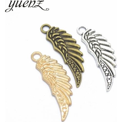 YuenZ 8pcs 3 color Antique bronze wing Charm fit for Bracelets Necklace Pendant DIY Metal Jewelry 39*12mm D411