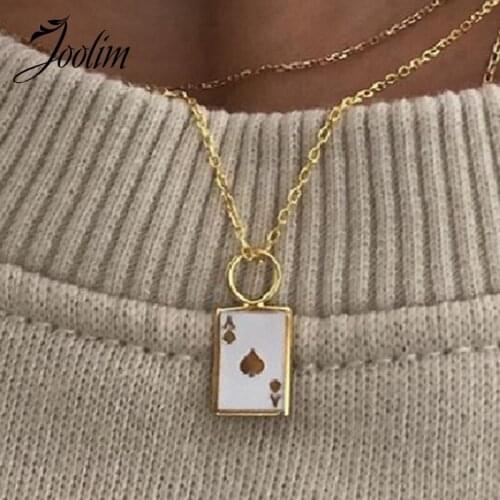 Joolim Jewelry PVD Gold Finish Creativity Playing Card Pendant Necklace Stylish Stainless Steel Necklace