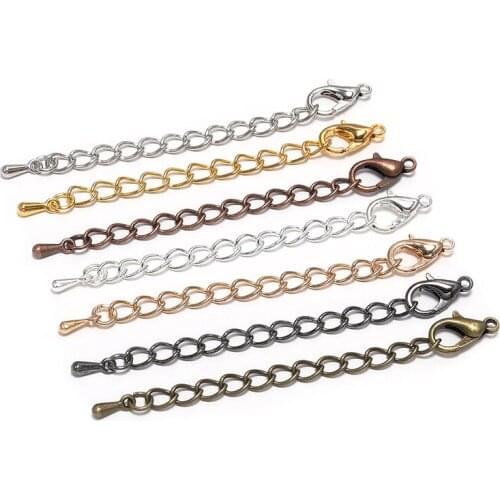 10pcs 50 70mm Tone Extended Extension Tail Chain Lobster Clasps Connector For Jewelry Making Findings Bracelet Necklace DIY