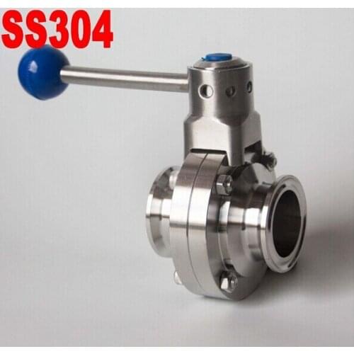 1.5" SS304 Sanitary clamp butterfly valve for food industry, Stainless steel butterfly valve SS 304