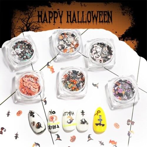 1 box nail art accessories Halloween style ghost festival pumpkin mixed wood pulp piece 50pcs nail art DIY decoration 2020 new