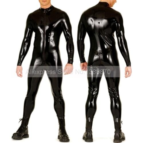 1mm heavy latex rubber male catsuit front zip tight bodysuit handmade supply plus size custom made S-LCM157