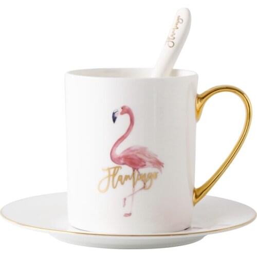 1pc 300ML Flamingo Bone China Mug Ceramic Office Table Drinking Water cup coffee Cup Phnom Penh mug Coffee Cup
