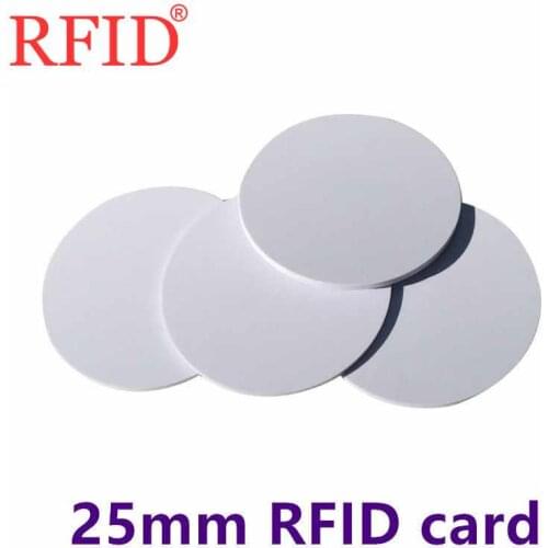 ID 125KHz EM4100 Size 25mm White Coin Tag Sticker Waterproof Adhesive RFID Token Keyfob Access Control Fast Shipping 10 Pcs