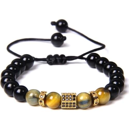 2020 Couples Distance Bracelet Natural tiger eye Stone beads yellow red black Beaded Woven Bracelets for Men women Best Friends
