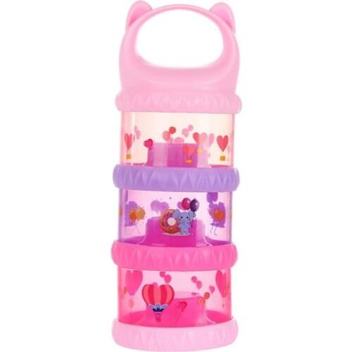 Car Print Travel 3 Layer Baby Milk Powder Dispenser Non-Spill Storage Container