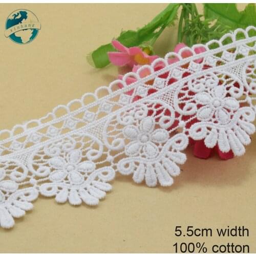 3yards 5.5cm Cotton embroid lace sewing ribbon guipure lace african lace fabric trim warp knitting DIY Garment Accessories#3759