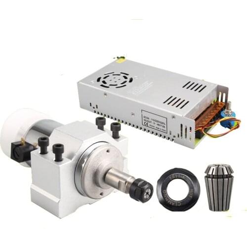 300W Air Cooling Spindle Motor Power Governor+Mount Bracket 9000R/Min DC48V 6A ER11 For CNC DIY Carving PCB Milling Machine