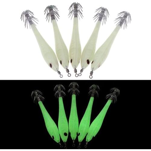 5Pcs Luminous Squid Needle 9.5cm sea fishing squid hook Luya squid bait luminous fishing lures squid night lures fishing tackle