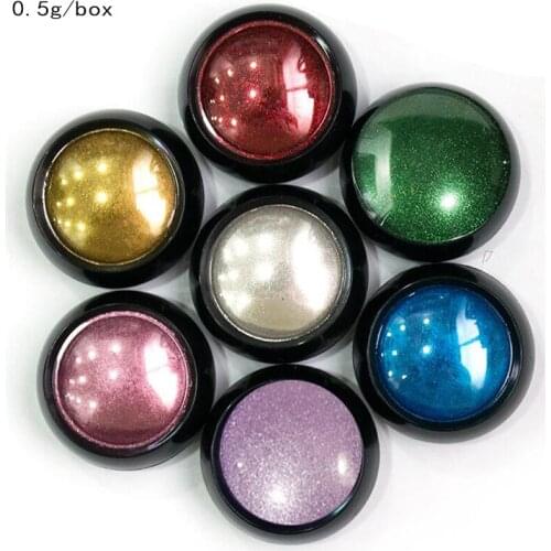 7Pc/Lot Nail Pigment Powder Bright Mirror Effect Powder Polish Rub Nail Chrome Rubbing Powder DIY For UV Gel Nail Art Decoration