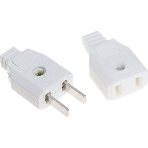 US 2 Flat Pin AC Electric Power Male Plug Female Socket Outlet Adapter Wire