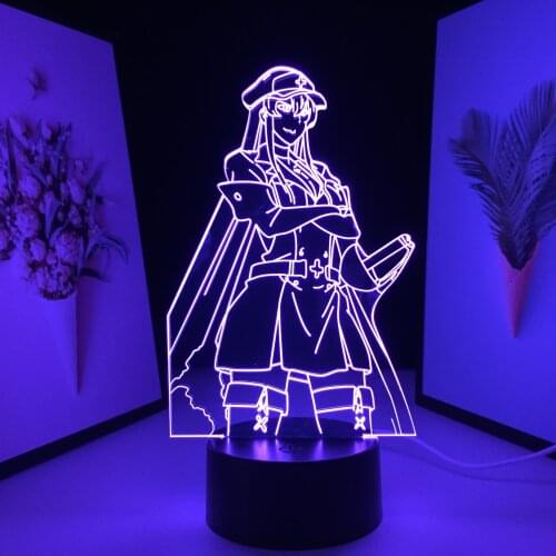 Esdeath Figure Neon Light Akame Ga Kill Anime 3D Lamp Esdeath LED Night Light for Birthday Gift Room Decor Nightlight Manga